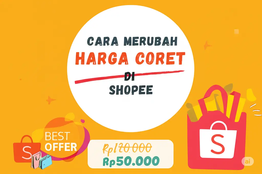cara merubah harga coret di shopee